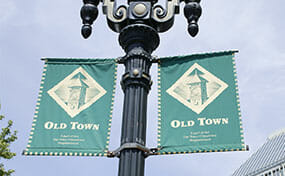 Old Town lamp post and banner